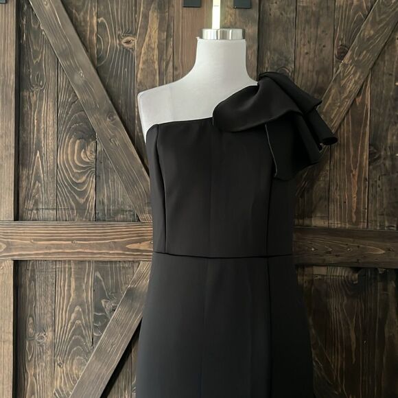Sexy Sleeveless One Shoulder Ruffle High Split Party Evening Long Formal Dress - Picture 3 of 12